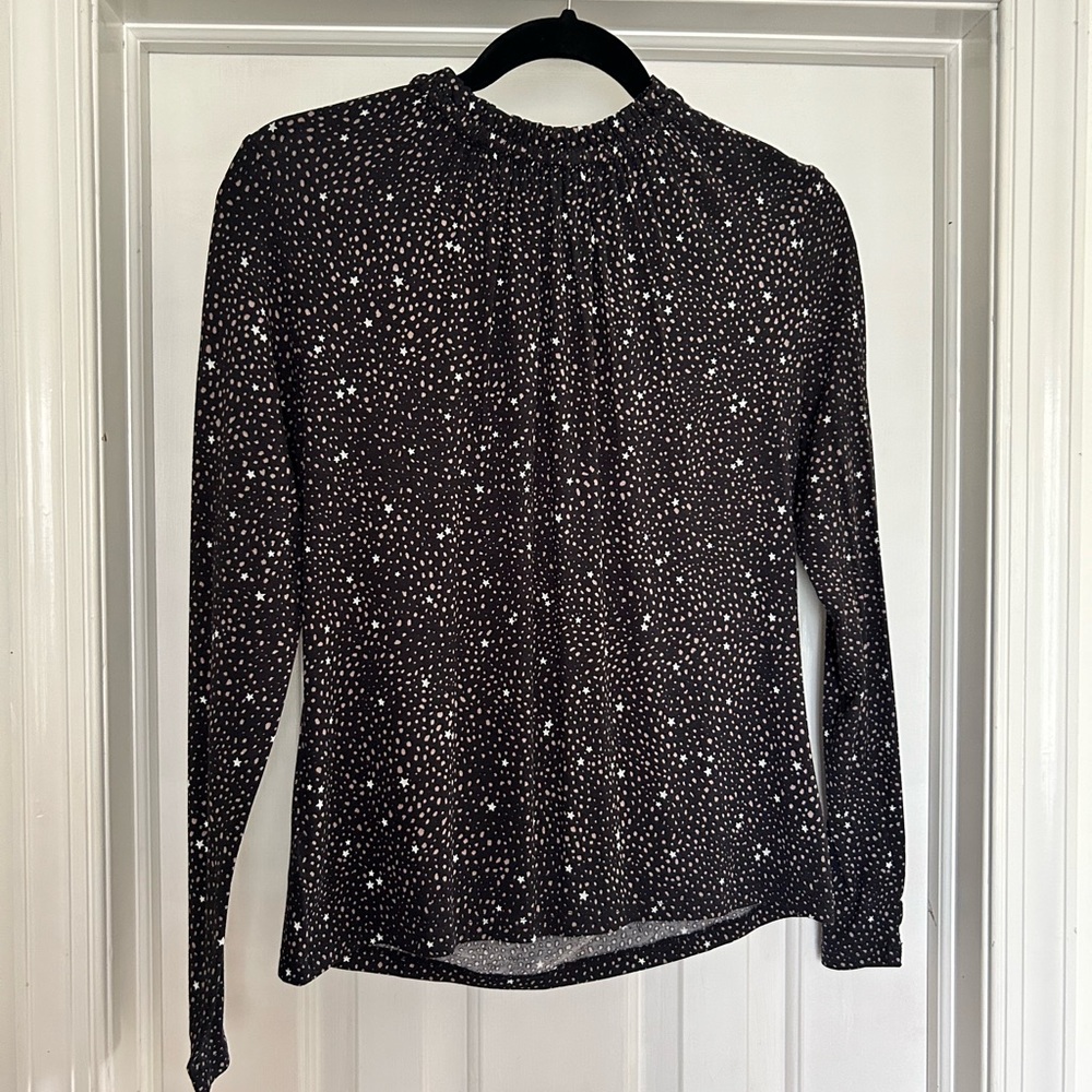 Ann Taylor Ruffled Collar Long Sleeve Shirt